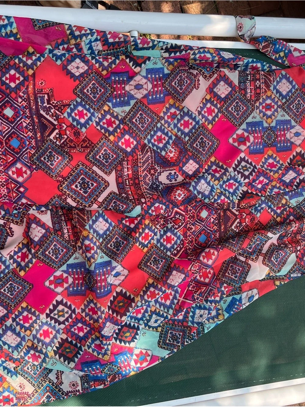 FISHBONE Girls SZ med Pink Multi-Pattern Sleeveless Dress Aztec look